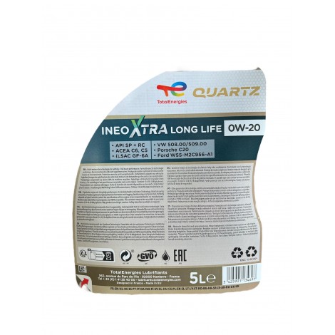 Total Quartz Ineo Xtra Long Life 0W20 5L - Envío gratis 24/48H