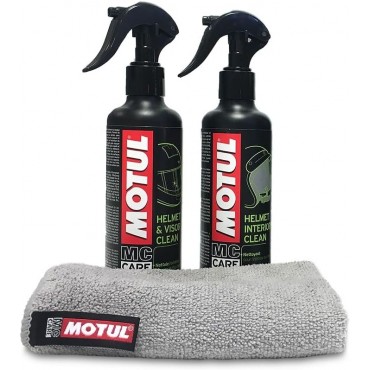 MOTUL PACK LIMPIA CASCOS M1 + M2 + TRAPO MICROFIBRA